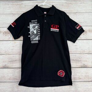 Monaco Grand Prix Embroidered Logo Polo Shirt Men's Size Large Black‎